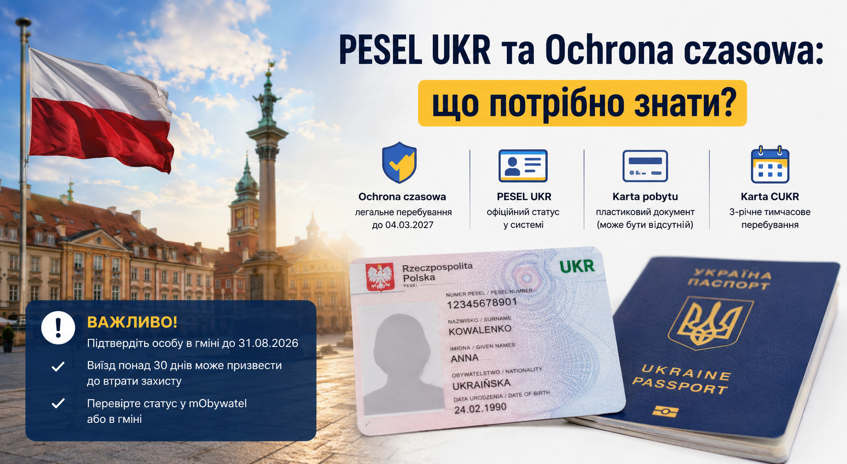Новини з Польщі: PESEL UKR та Ochrona czasowa: що потрібно знати?